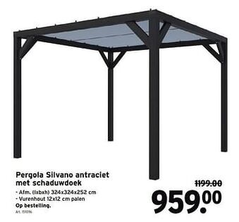 GAMMA Pergola silvano antraciet met schaduwdoek aanbieding