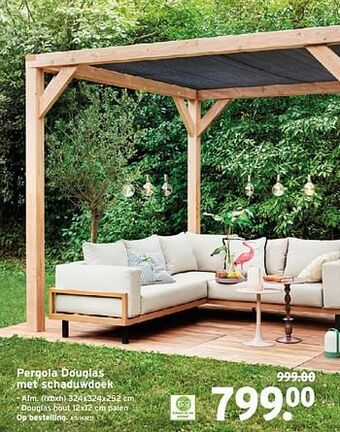 GAMMA Pergola douglas met schaduwdoek aanbieding