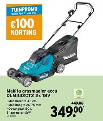 GAMMA Makita grasmaaier accu dlm432ct2 aanbieding