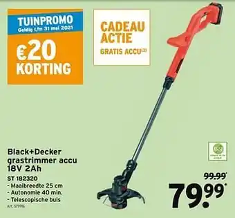 GAMMA Black+decker grastrimmer accu 18v 2ah st 182320 aanbieding