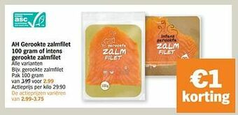 Albert Heijn Gerookte zalmfilet aanbieding