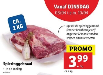 Lidl Spieringgebraad aanbieding