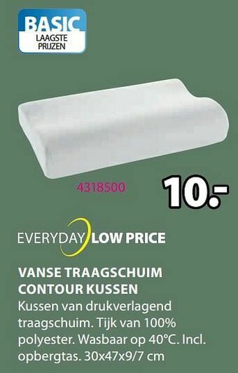 Jysk Vanse traagschuim contour kussen aanbieding