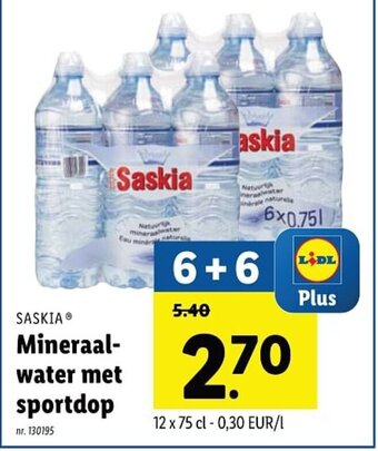Lidl Saskia Mineraal water met sportdop aanbieding