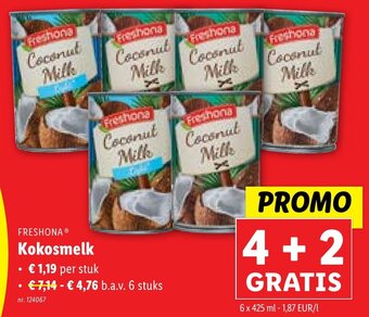 Lidl FRESHONA Kokosmelk 6 x 425ml aanbieding