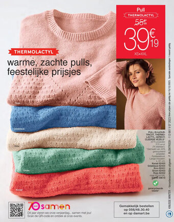 Damart PULL IN AJOUR- TRICOT, THERMO-LACTYL, GERECY-CLEERDE VEZELS aanbieding