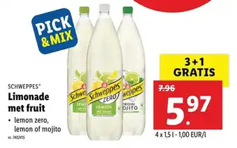 Lidl Schweppes Limonade met fruit aanbieding