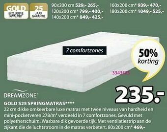 Jysk Gold s25 springmatras aanbieding