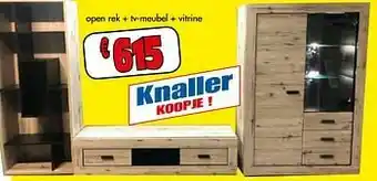 Open rek + tv-meubel + vitrine