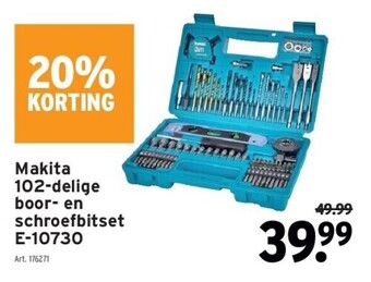 GAMMA Makita 102-delige boor- en schroefbitset e-10730 aanbieding