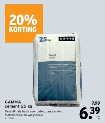 GAMMA Gamma cement 25 kg aanbieding