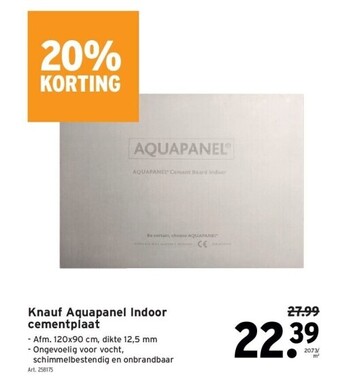 GAMMA Knauf aquapanel indoor cementplaat aanbieding