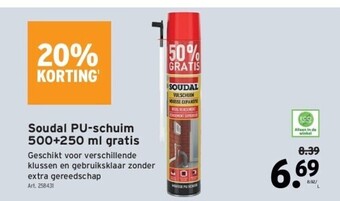 GAMMA Soudal pu-schuim 500+250 ml gratis aanbieding
