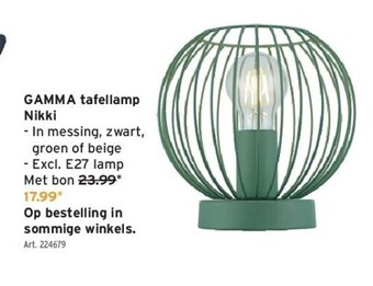 GAMMA Gamma tafellamp nikki aanbieding