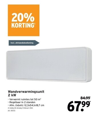 GAMMA Wandverwarmingsunit 2 kw aanbieding
