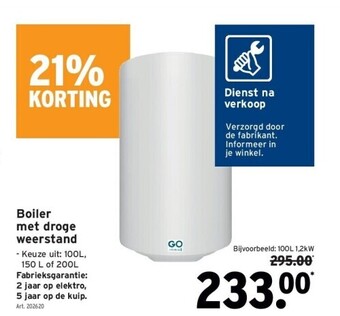GAMMA Boiler met droge weerstand aanbieding