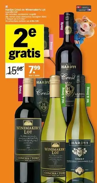 Albert Heijn Hardys crest chardonnay-sauvignon blanc aanbieding