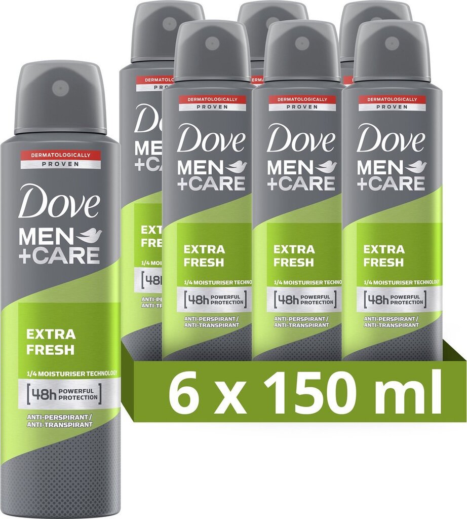 Dove men+care extra fresh antitranspirant deodorant spray 6 x 150 ml