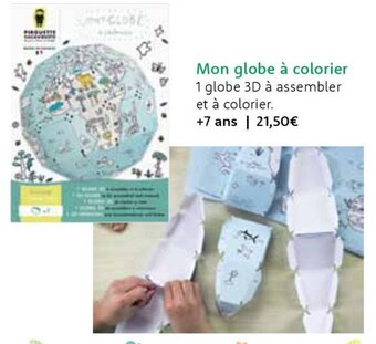 Mon globe à colorier 1 globe 3D à assembler et à colorier