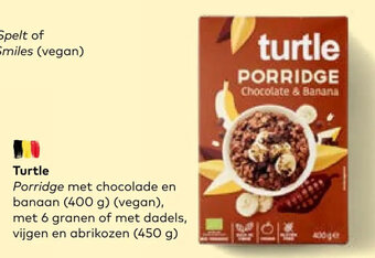 Bio Planet Turtle Porridge met chocolade en banaan (400 g) (vegan), met 6 granen of met dadels, vijgen en abrikozen (450 g) aanbieding