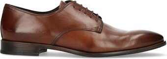 Bol.com Manfield - heren - cognac leren veterschoenen - maat 40 aanbieding