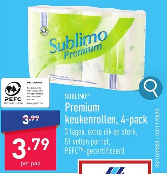 ALDI SUBLIMO Premium keukenrollen aanbieding
