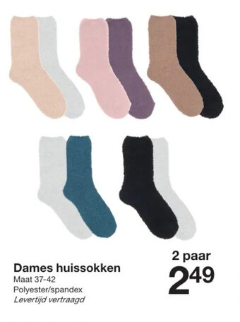 Zeeman Dames huissokken Maat 37-42 2 paar aanbieding