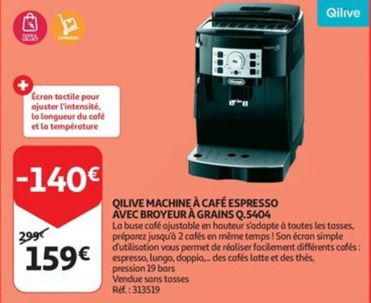 QILIVE MACHINE À CAFÉ ESPRESSO AVEC BROYEUR À GRAINS Q.5404 promotie
