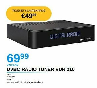 AUVA Vistron dvbc radio tuner vdr 210 aanbieding