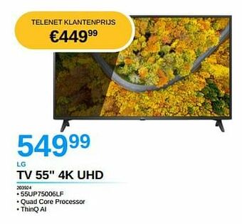 AUVA Lg tv 55 4k uhd 55up75006lf aanbieding