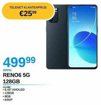 AUVA Oppo reno6 5g 128gb aanbieding