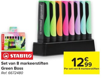 Carrefour Set van 8 markeerstiften Green Boss aanbieding
