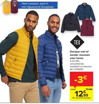 Carrefour Donsjas met of zonder mouwen voor heren S tot XXL aanbieding