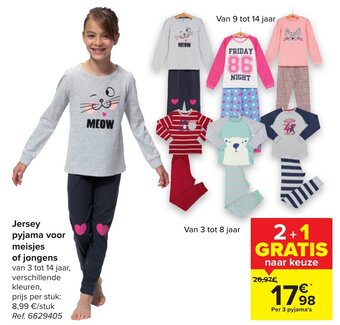 Carrefour Jersey pyjama voor meisjes of jongens aanbieding