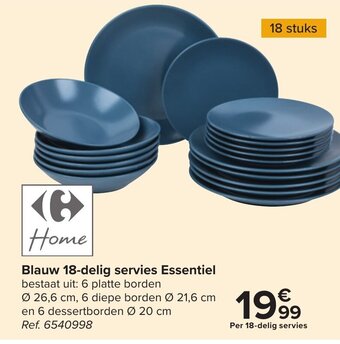 Carrefour Blauw 18-delig servies Essentiel aanbieding