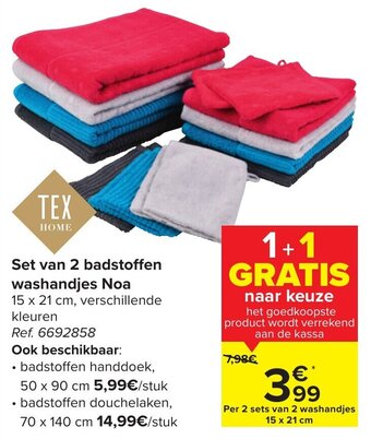 Set van 2 badstoffen washandjes Noa