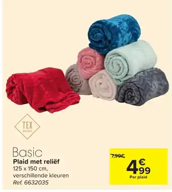 Carrefour Basic Plaid met relief 125x150 cm aanbieding