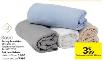 Carrefour Basic Jersey hoeslaken 90x200 cm aanbieding