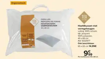 Carrefour Hoofdkussen met vormgeheugen 40x60 cm aanbieding