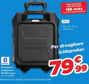 Carrefour Draagbare luidspreker PA-60 Lenco 44x33x19 cm aanbieding