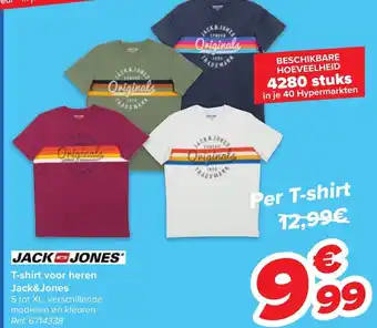 Carrefour T-shirt voor heren Jack&Jones S tot XL aanbieding