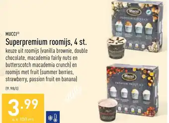 ALDI Mucci Superpremium roomijs, 4 st. 4x100ml aanbieding