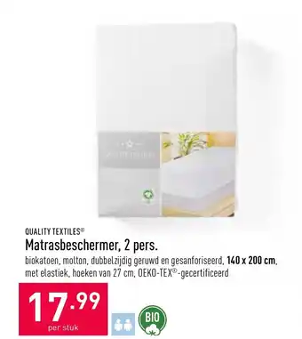 ALDI Quality textiles Matrasbeschermer, 2 pers 140x200 cm aanbieding