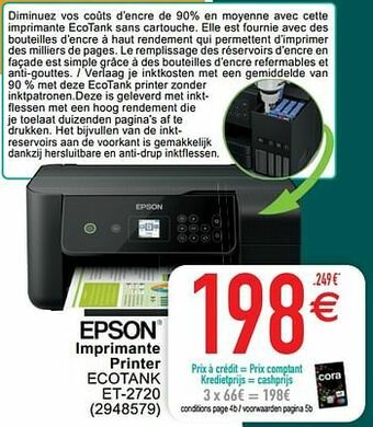 Cora Epson imprimante printer ecotank et-2720 aanbieding
