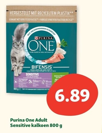 Maxi Zoo Purina one adult sensitive kalkoen 800 g aanbieding