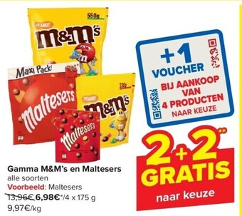 Carrefour Gamma m&m’s en maltesers aanbieding