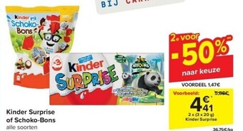 Carrefour Kinder surprise of schoko-bons aanbieding