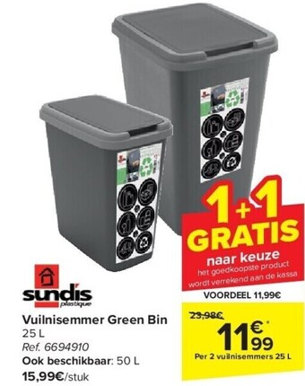 Carrefour Vuilnisemmer green bin aanbieding