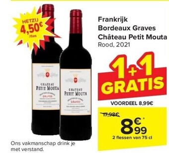 Carrefour Frankrijk bordeaux graves château petit mouta aanbieding