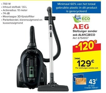 Carrefour Stofzuiger zonder zak al61c2eco aanbieding
